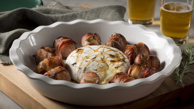 Baked Brie with Bacon Sausage Dippers
