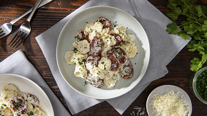 Creamy Tortellini and Sausage Alfredo
