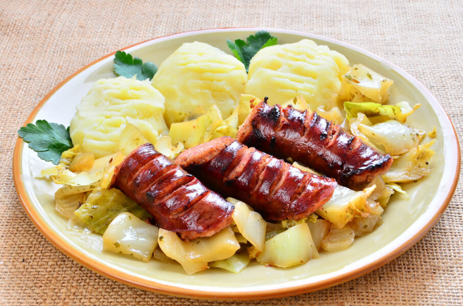 Polish Sausage with Cabbage