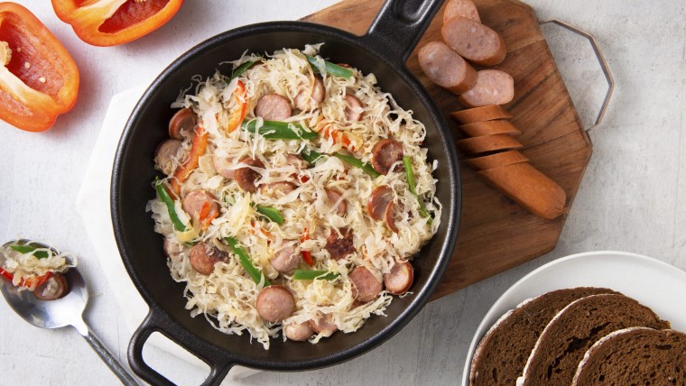 Sausage and Sauerkraut Bake