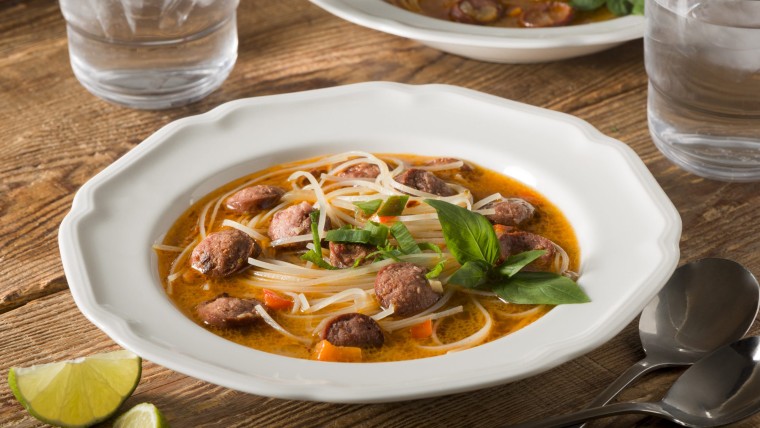 Spicy Thai Curry Sausage Soup