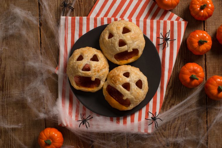 Cheddar and Bologna Puff Pastry Jack-o’-Lanterns
